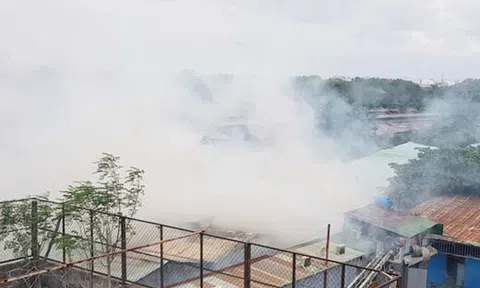 TP.HCM: Cháy lớn tại xưởng sản xuất sofa, hàng trăm người tháo chạy